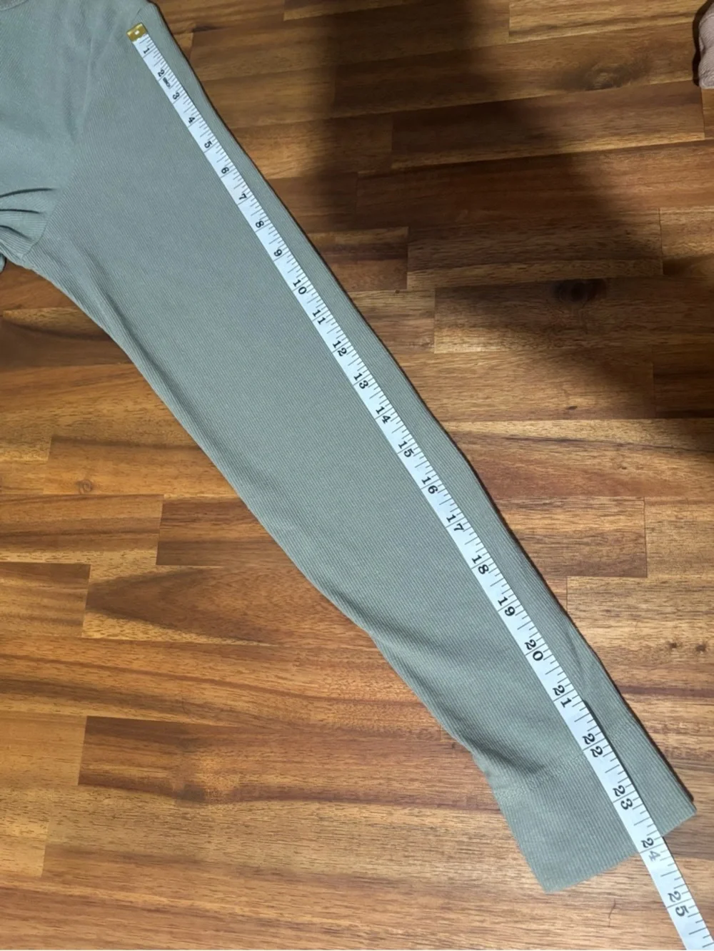 H&M Sage Green Ribbed Long Sleeve Tee XL Minimalist, Stretch Top - Picture 8 of 8